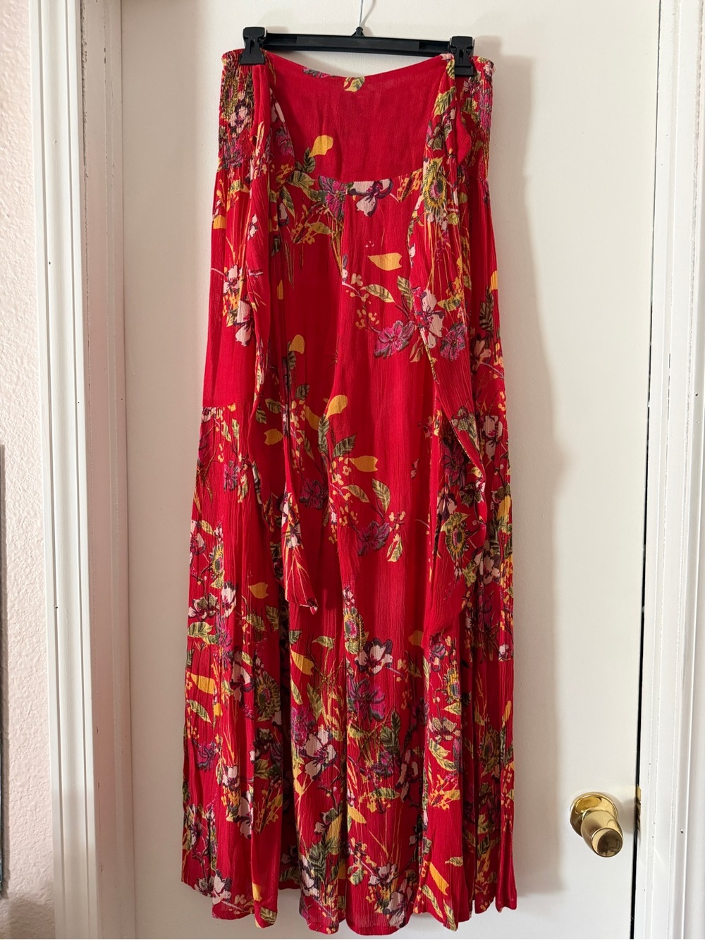 Free People Red Floral Wide-Leg Pant